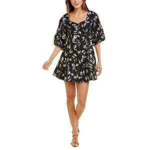 Nicholas Lydia Dress Danbury Floral Black Mini Dress Puff Sleeves Size 6 NWT